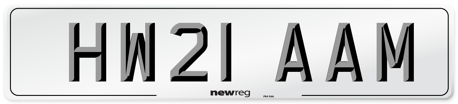 HW21 AAM Number Plate from New Reg
